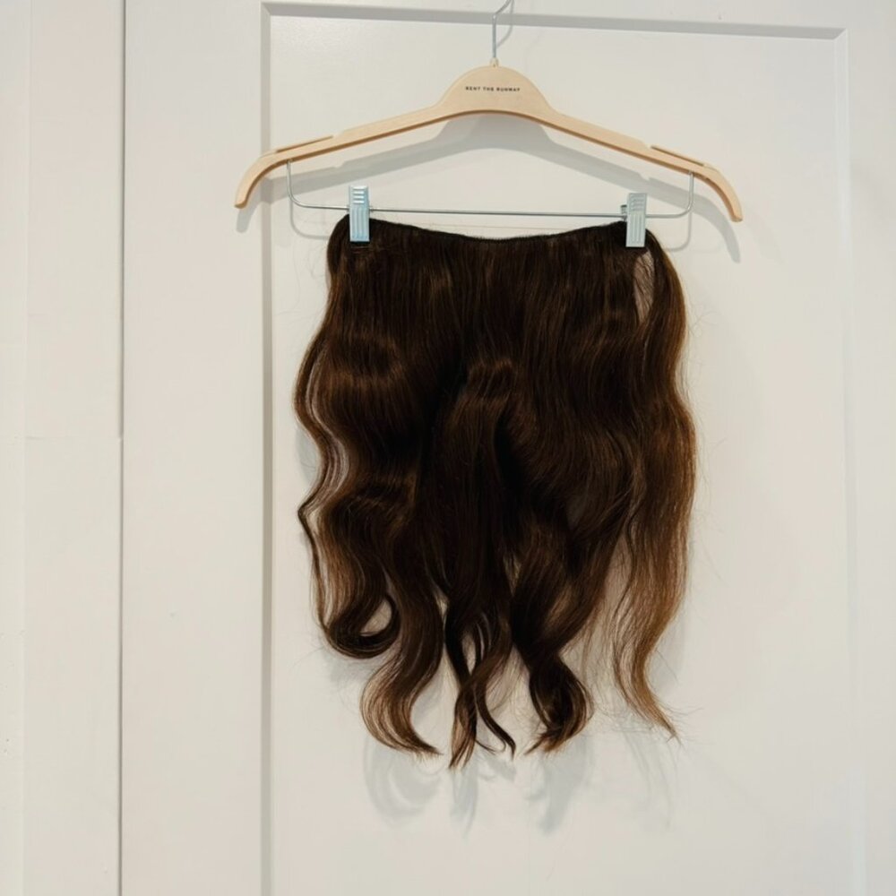18" Chestnut Brown Natural Indian Hair Halo Extensions with Clips